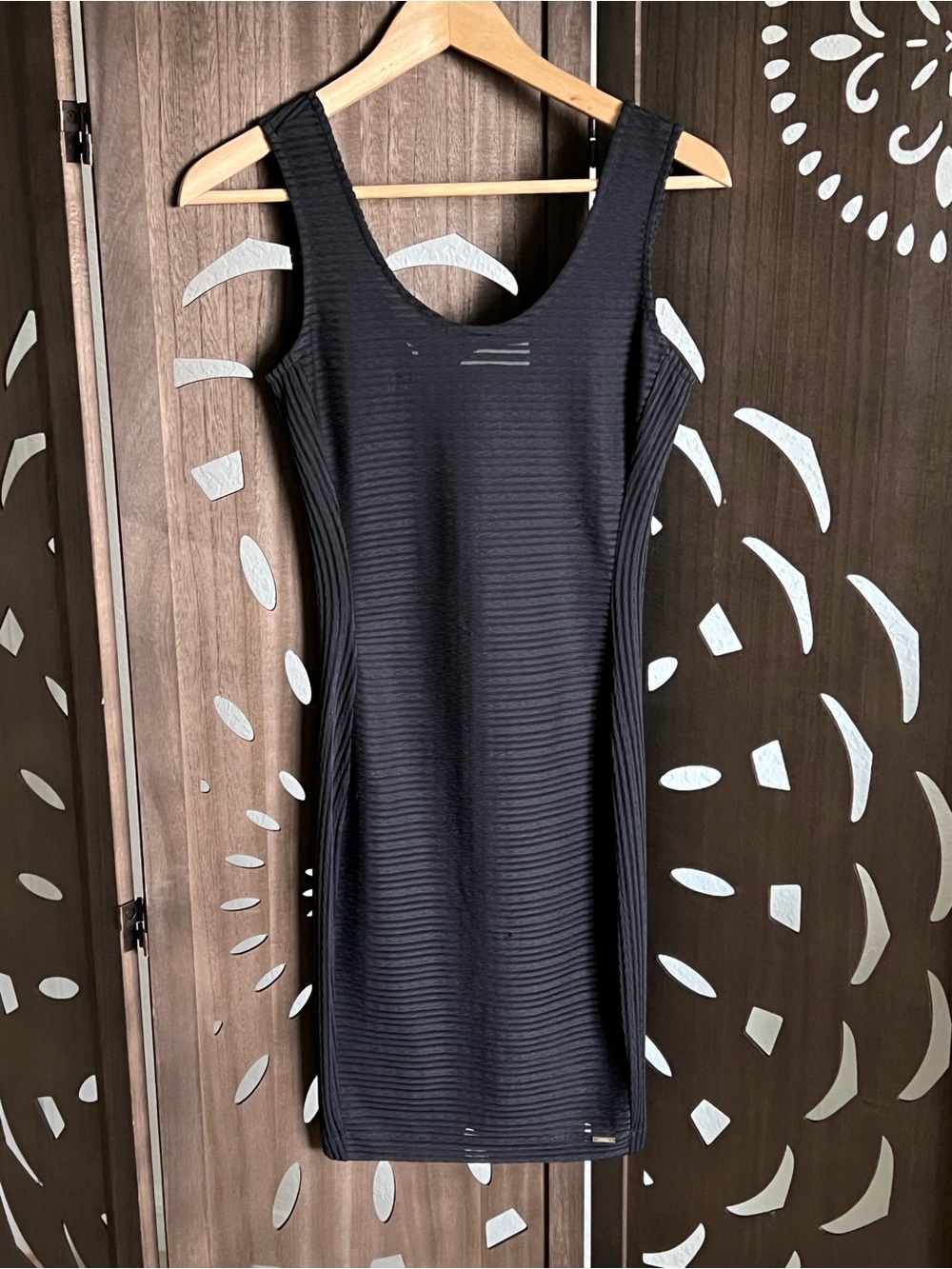Armani Exchange Black Ribbed Tank Dress